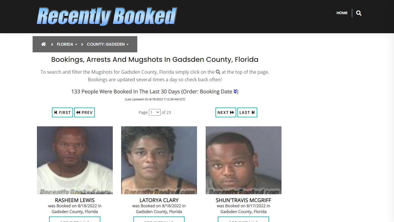 Recent bookings, Arrests, Mugshots in Gadsden County, Florida